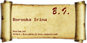 Boroska Irina névjegykártya